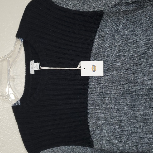 NWT Fossil Women's Wendy Wool Blend Pullover Two Tone Sweater Medium… - Picture 3 of 8